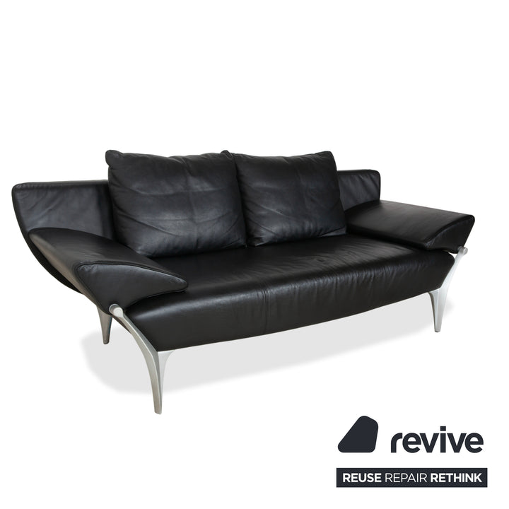 Canapé ottoman deux places Rolf Benz 1600 noir à commande manuelle