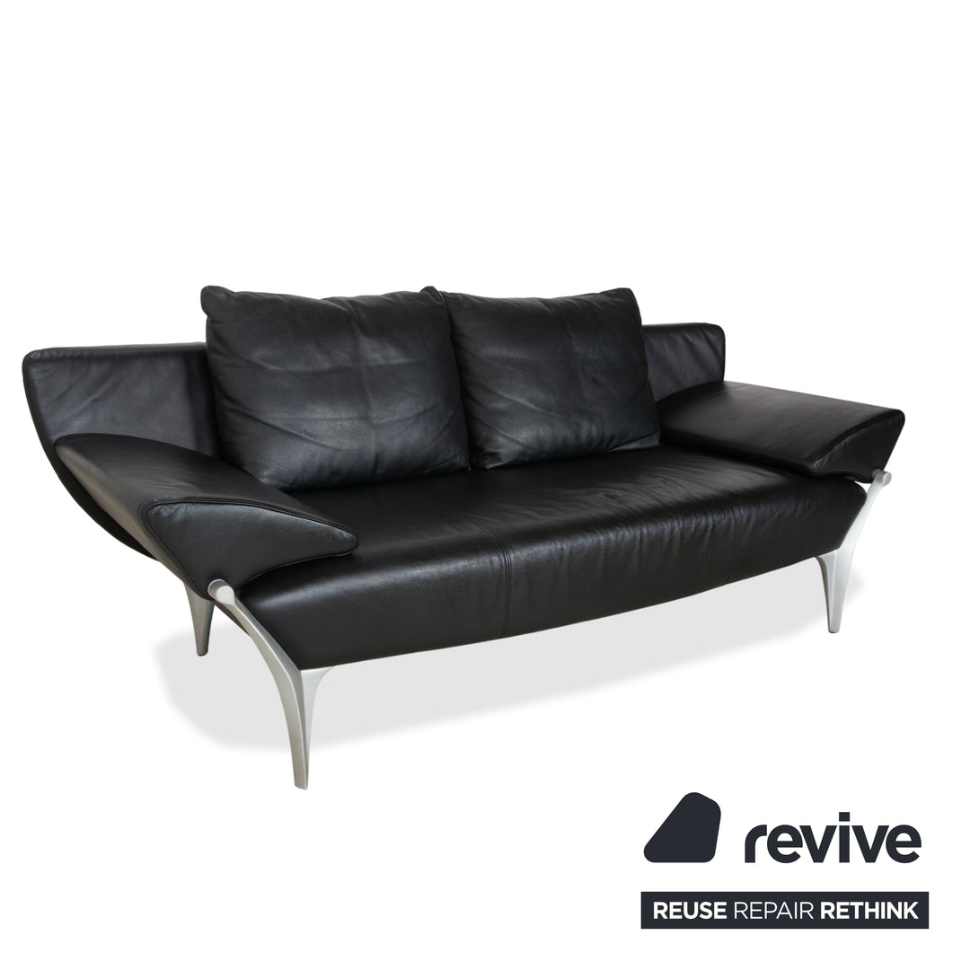 Rolf Benz 1600 Two-Seater Ottoman Sofa Black Manual Function