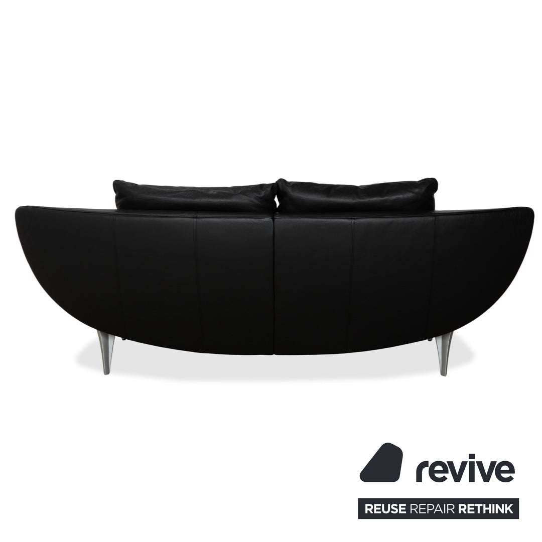 Canapé ottoman deux places Rolf Benz 1600 noir à commande manuelle