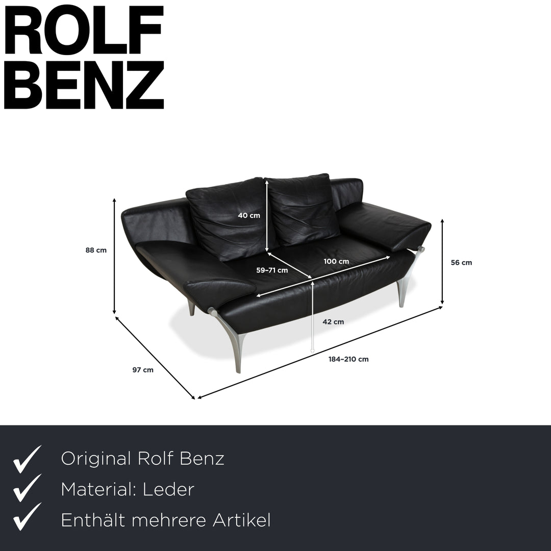 Rolf Benz 1600 Two-Seater Ottoman Sofa Black Manual Function