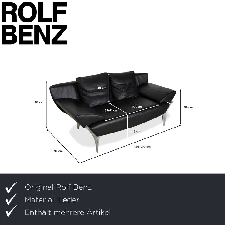Rolf Benz 1600 Two-Seater Ottoman Sofa Black Manual Function