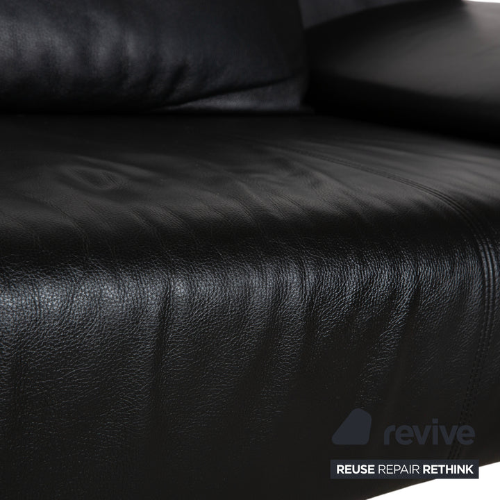 Canapé deux places Rolf Benz 1600 noir à commande manuelle