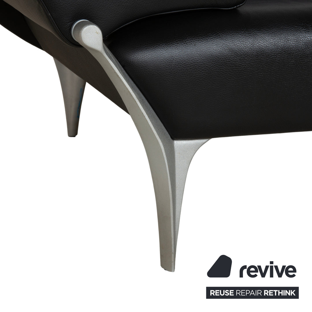 Canapé deux places Rolf Benz 1600 noir à commande manuelle