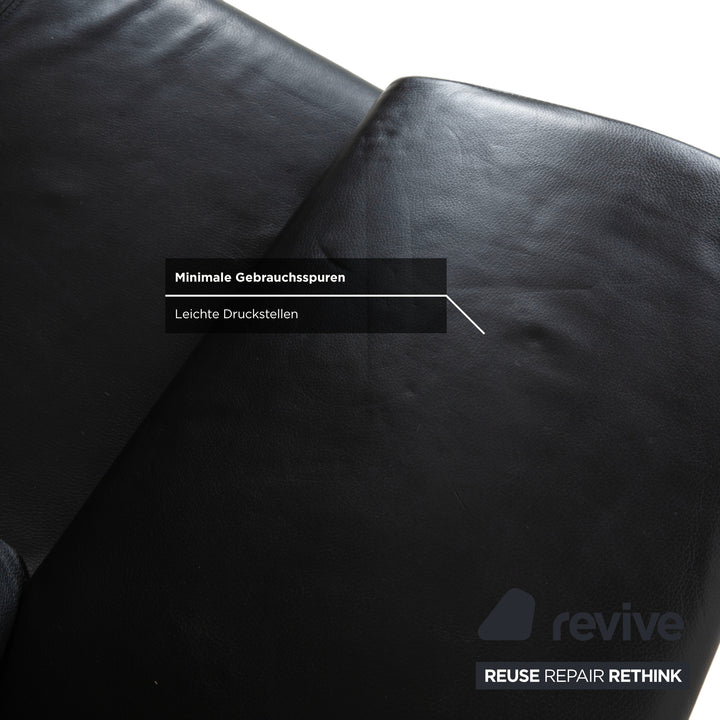 Canapé deux places Rolf Benz 1600 noir à commande manuelle