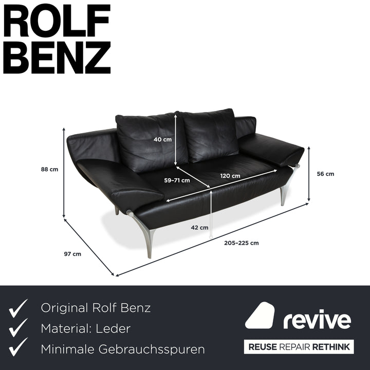 Canapé deux places Rolf Benz 1600 noir à commande manuelle