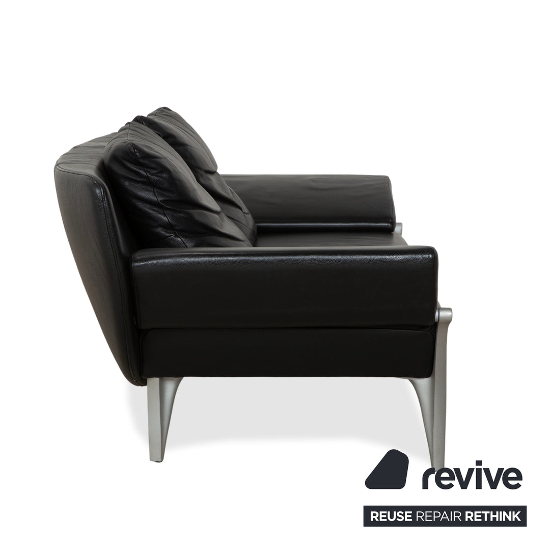 Canapé deux places Rolf Benz 1600 noir à commande manuelle