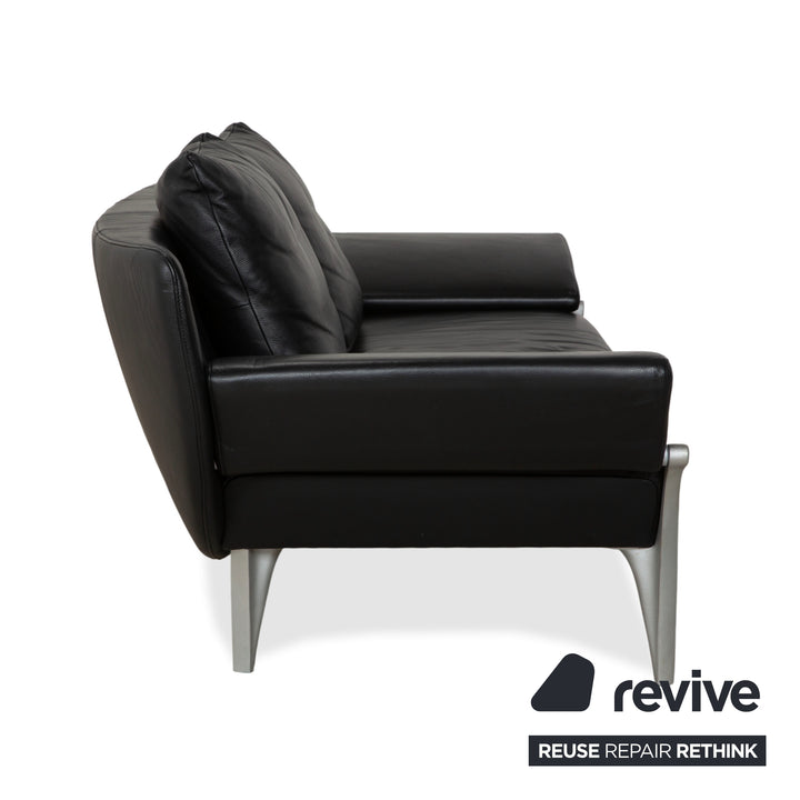 Canapé deux places Rolf Benz 1600 noir à commande manuelle