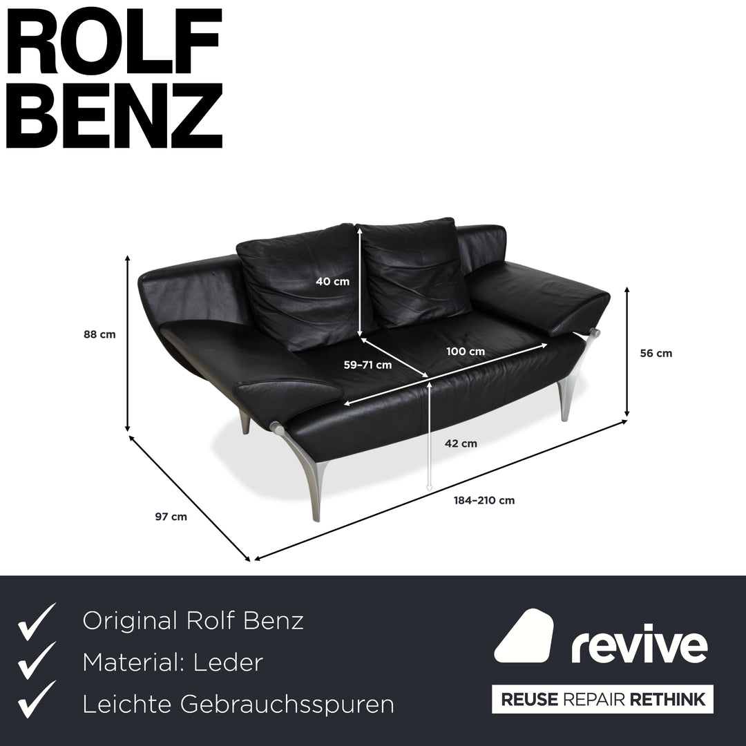 Canapé deux places Rolf Benz 1600 noir à commande manuelle