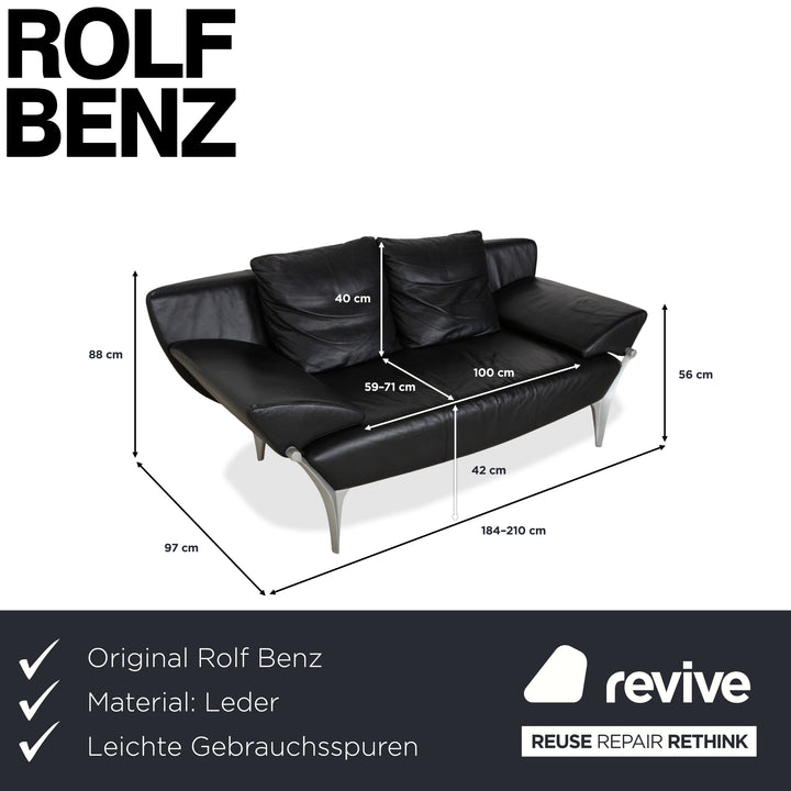 Canapé deux places Rolf Benz 1600 noir à commande manuelle