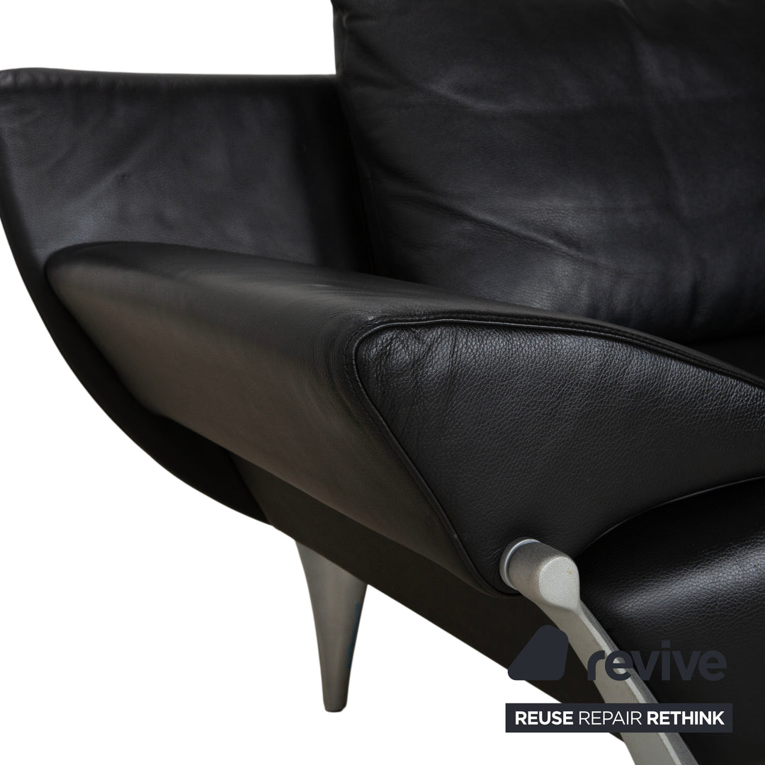 Canapé deux places Rolf Benz 1600 noir à commande manuelle