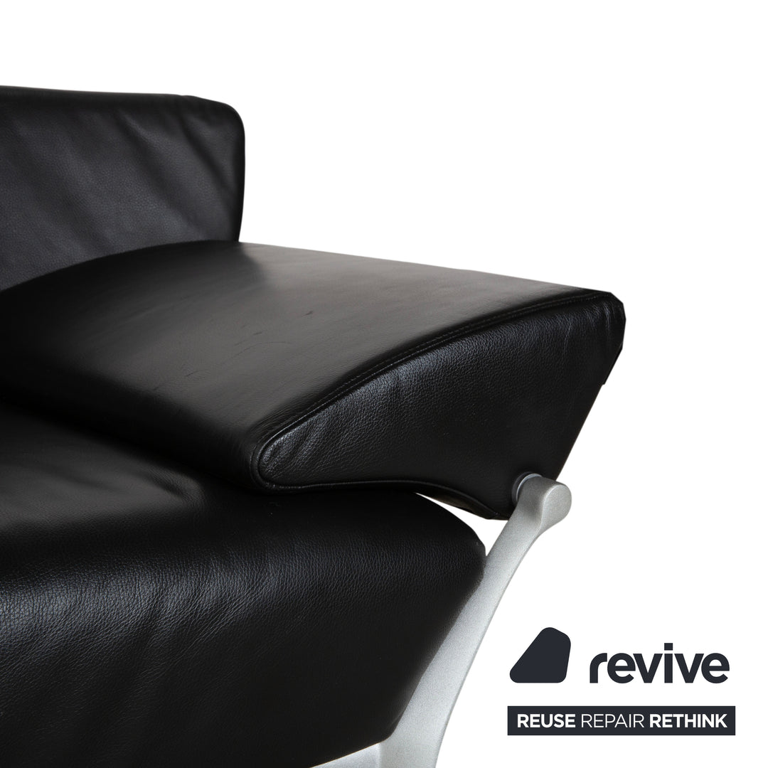 Canapé deux places Rolf Benz 1600 noir à commande manuelle