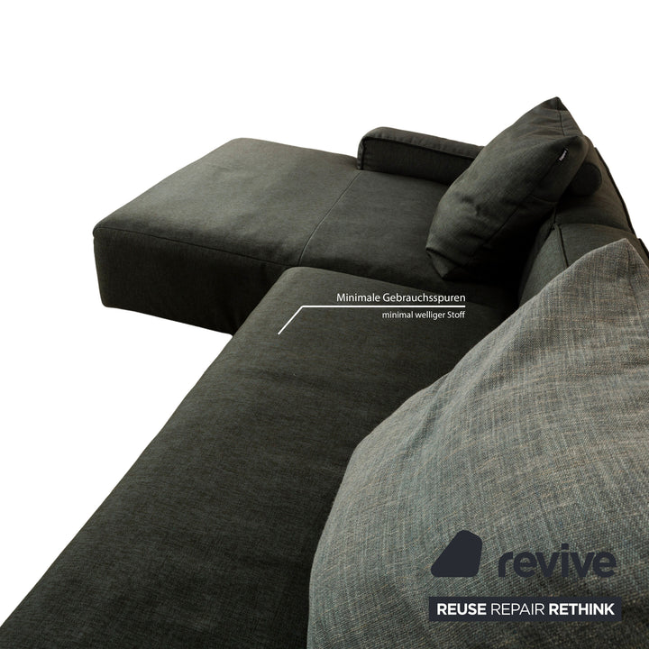 Rolf Benz 175 fabric corner sofa green chaise longue left sofa couch