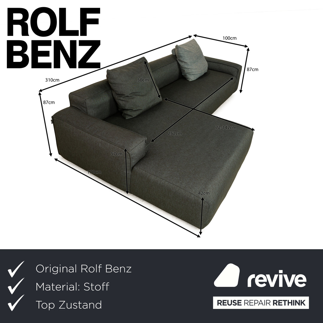 Rolf Benz 175 fabric corner sofa green chaise longue left sofa couch