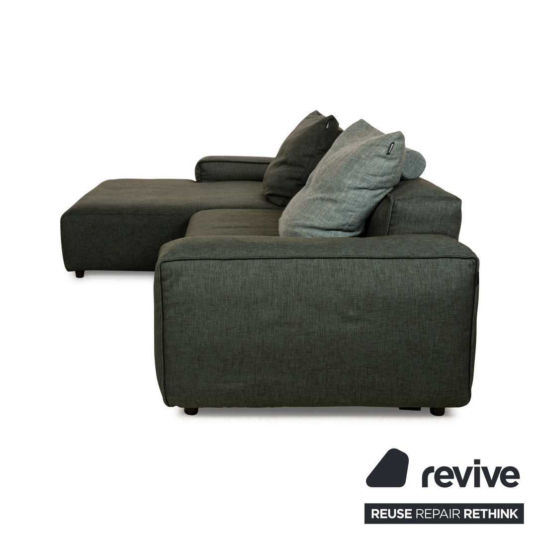 Rolf Benz 175 fabric corner sofa green chaise longue left sofa couch