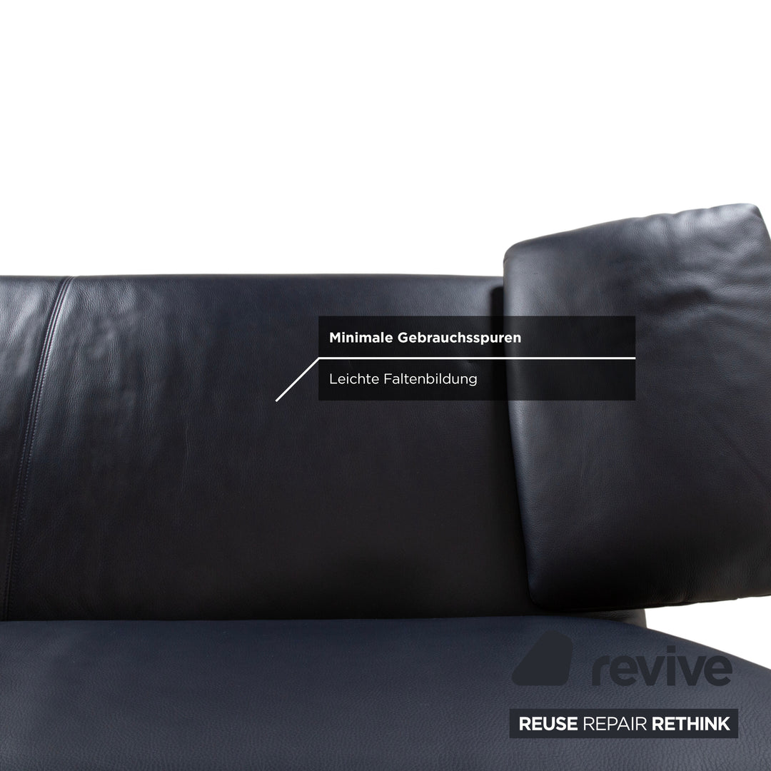 Rolf Benz 1900 Leder Dreisitzer Blau Sofa Couch