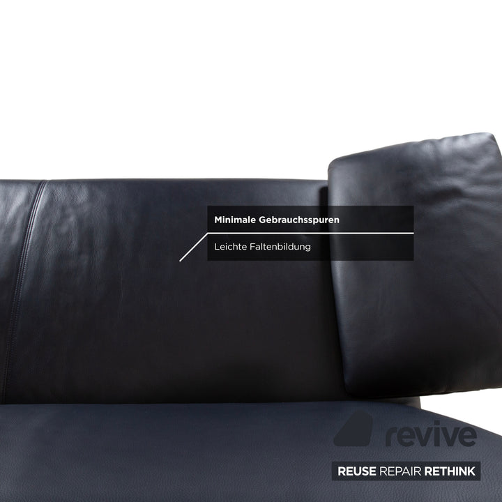 Rolf Benz 1900 Leder Dreisitzer Blau Sofa Couch