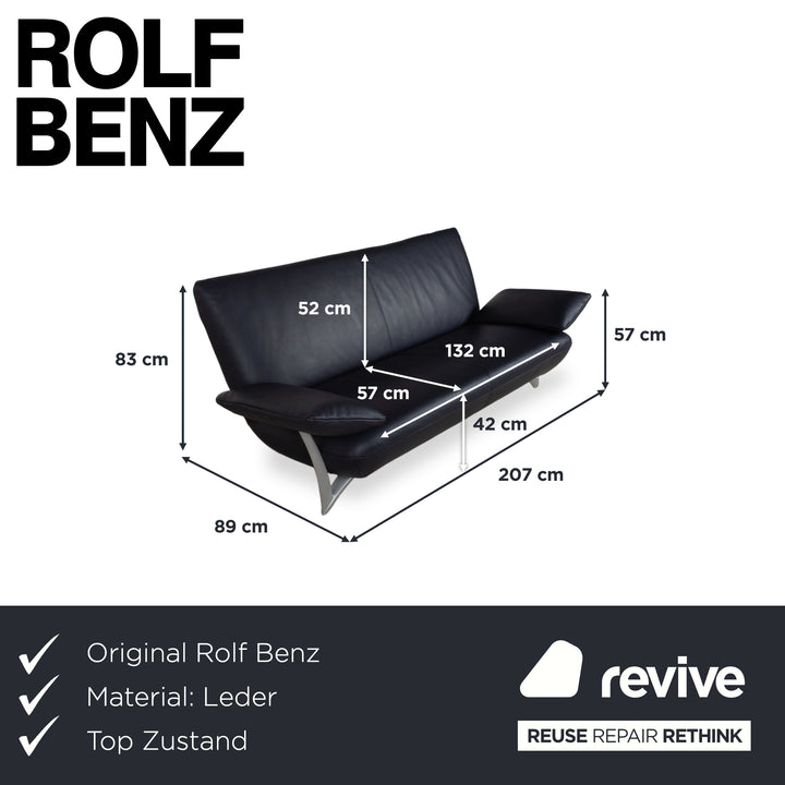 Rolf Benz 1900 Leder Dreisitzer Blau Sofa Couch