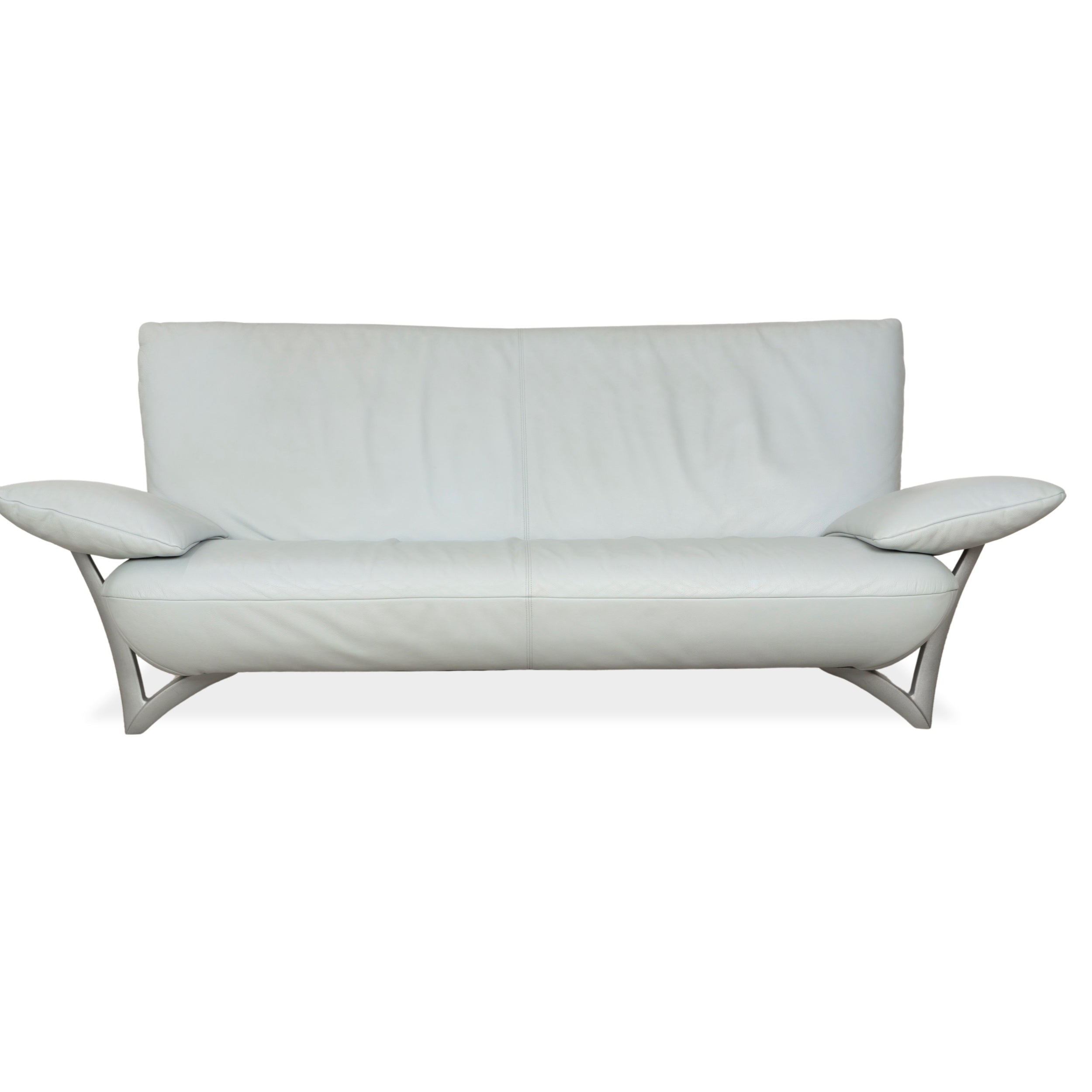 Rolf Benz 1900 Leder Dreisitzer Eisblau Grau Blaugrau Sofa Couch