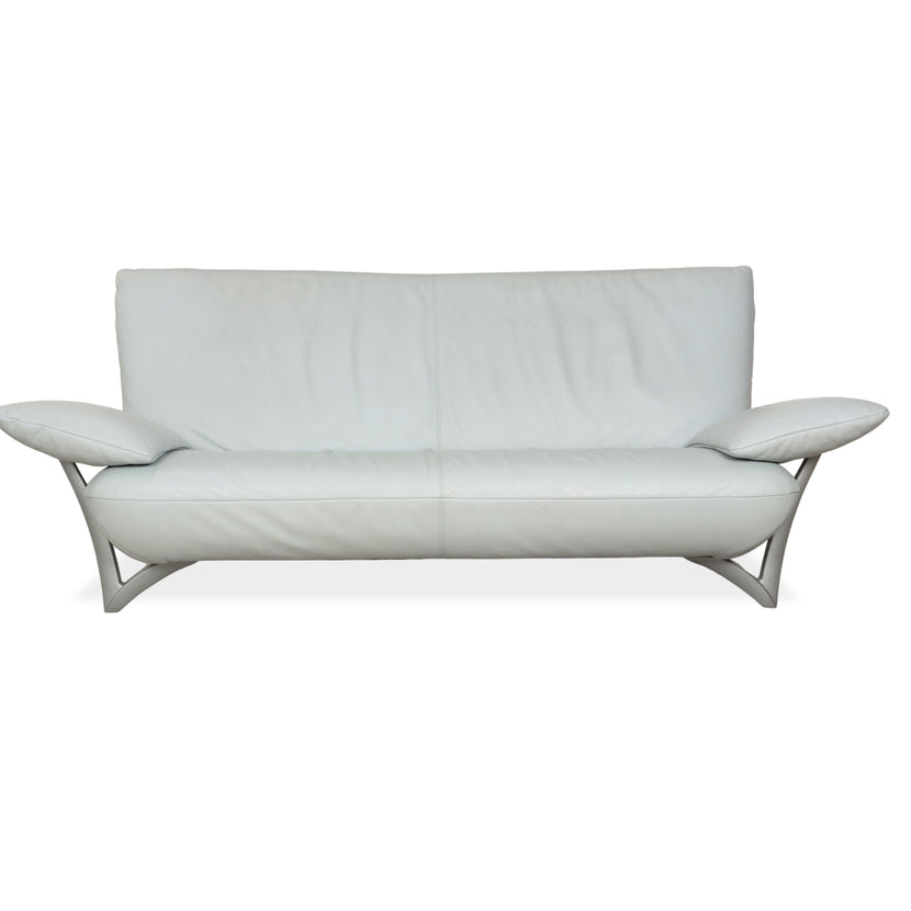 Rolf Benz 1900 Leder Dreisitzer Eisblau Grau Blaugrau Sofa Couch