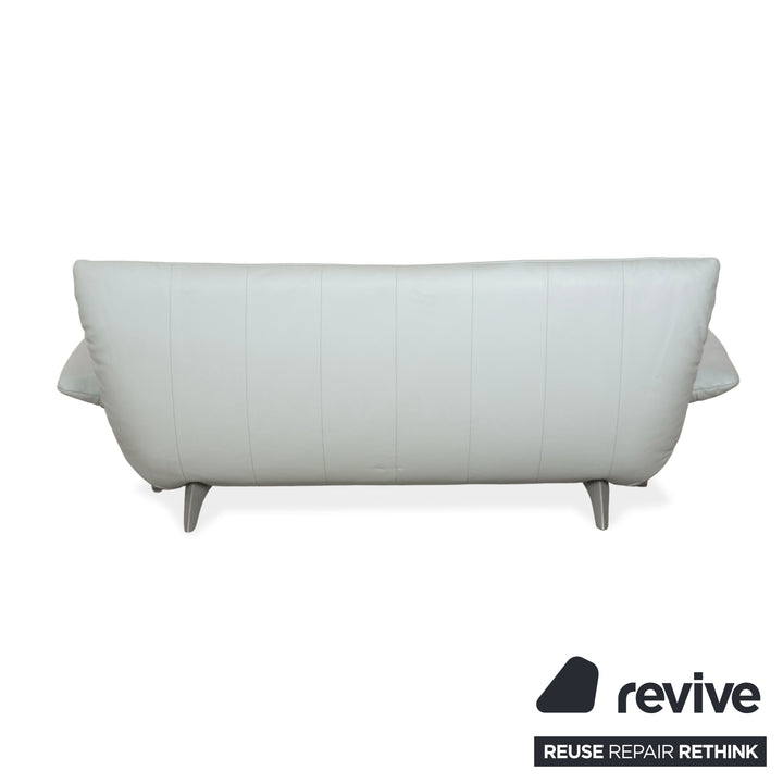 Canapé trois places en cuir Rolf Benz 1900 bleu glacier gris bleu-gris