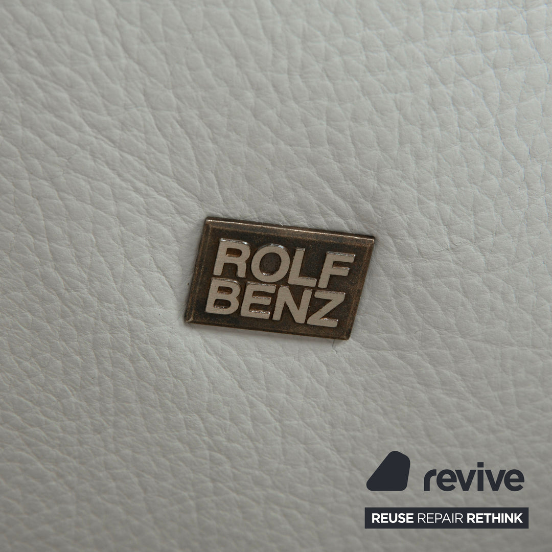 Canapé trois places en cuir Rolf Benz 1900 bleu glacier gris bleu-gris