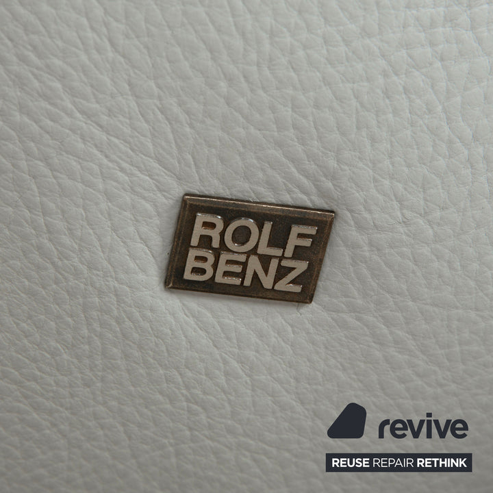 Canapé trois places en cuir Rolf Benz 1900 bleu glacier gris bleu-gris