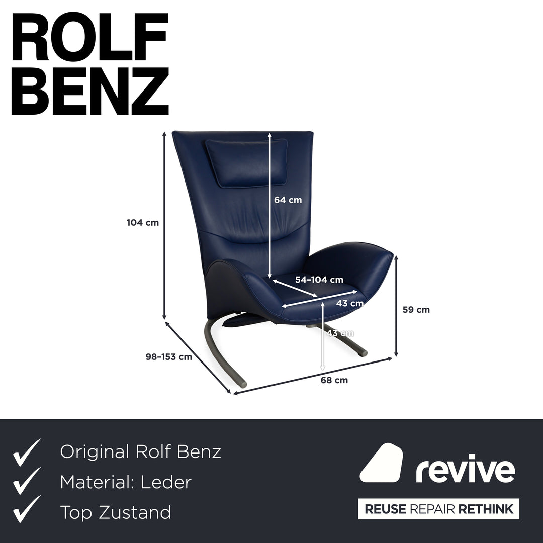 Rolf Benz 1900 Leder Sessel Blau manuelle Funktion