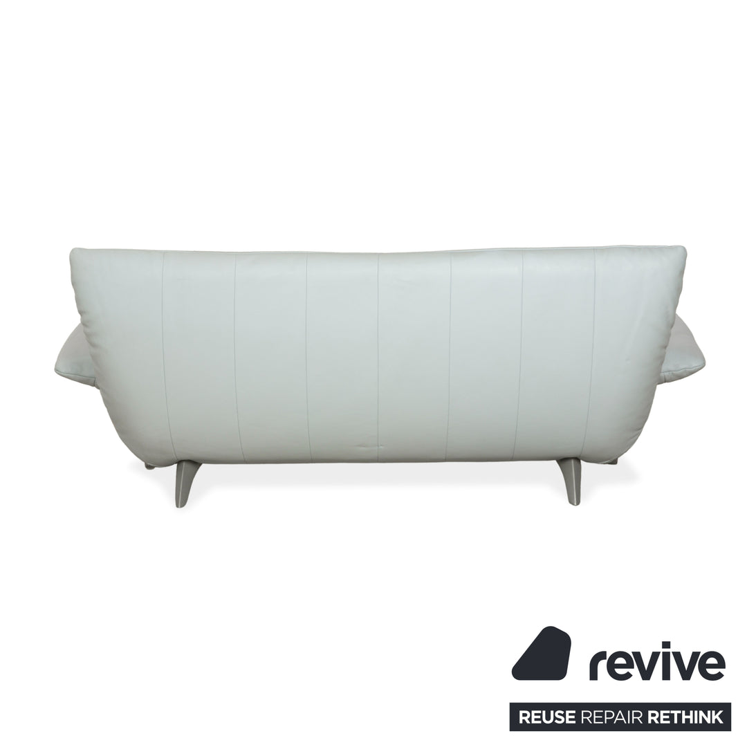 Rolf Benz 1900 Leather Two-Seater + Three-Seater Ice Blue Grey Blue-Gray Sofa Couch