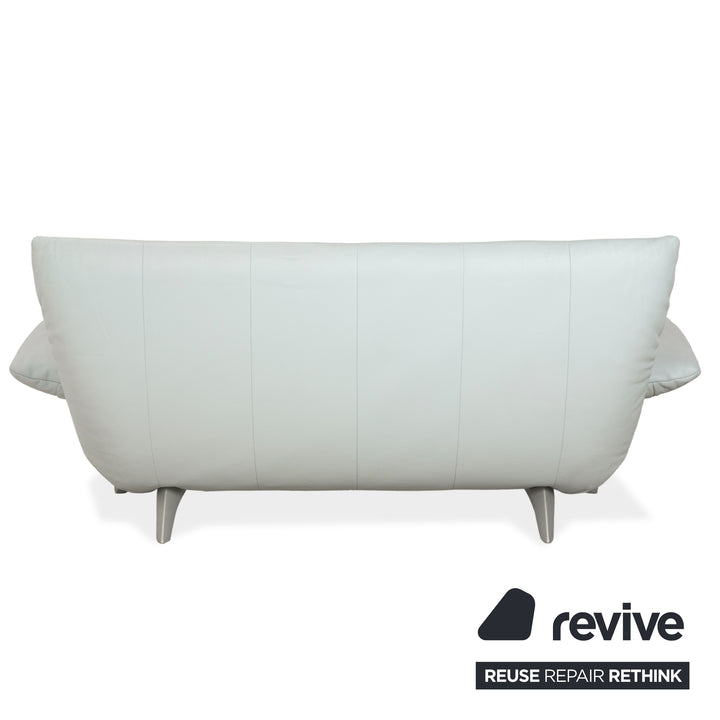 Rolf Benz 1900 Leather Two-Seater + Three-Seater Ice Blue Grey Blue-Gray Sofa Couch