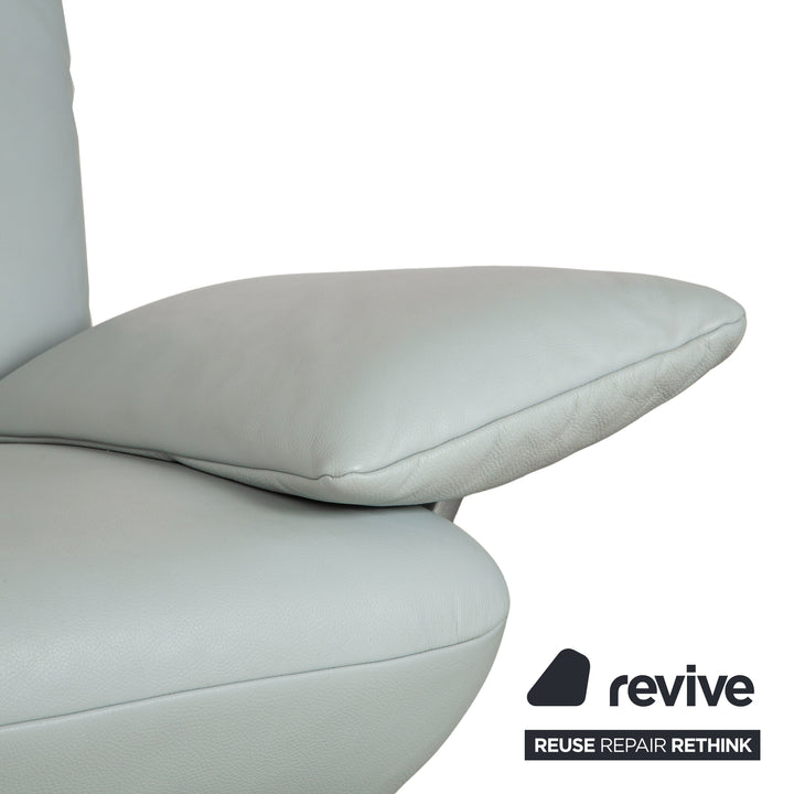 Rolf Benz 1900 Leder Zweisitzer Eisblau Grau Blaugrau Sofa Couch