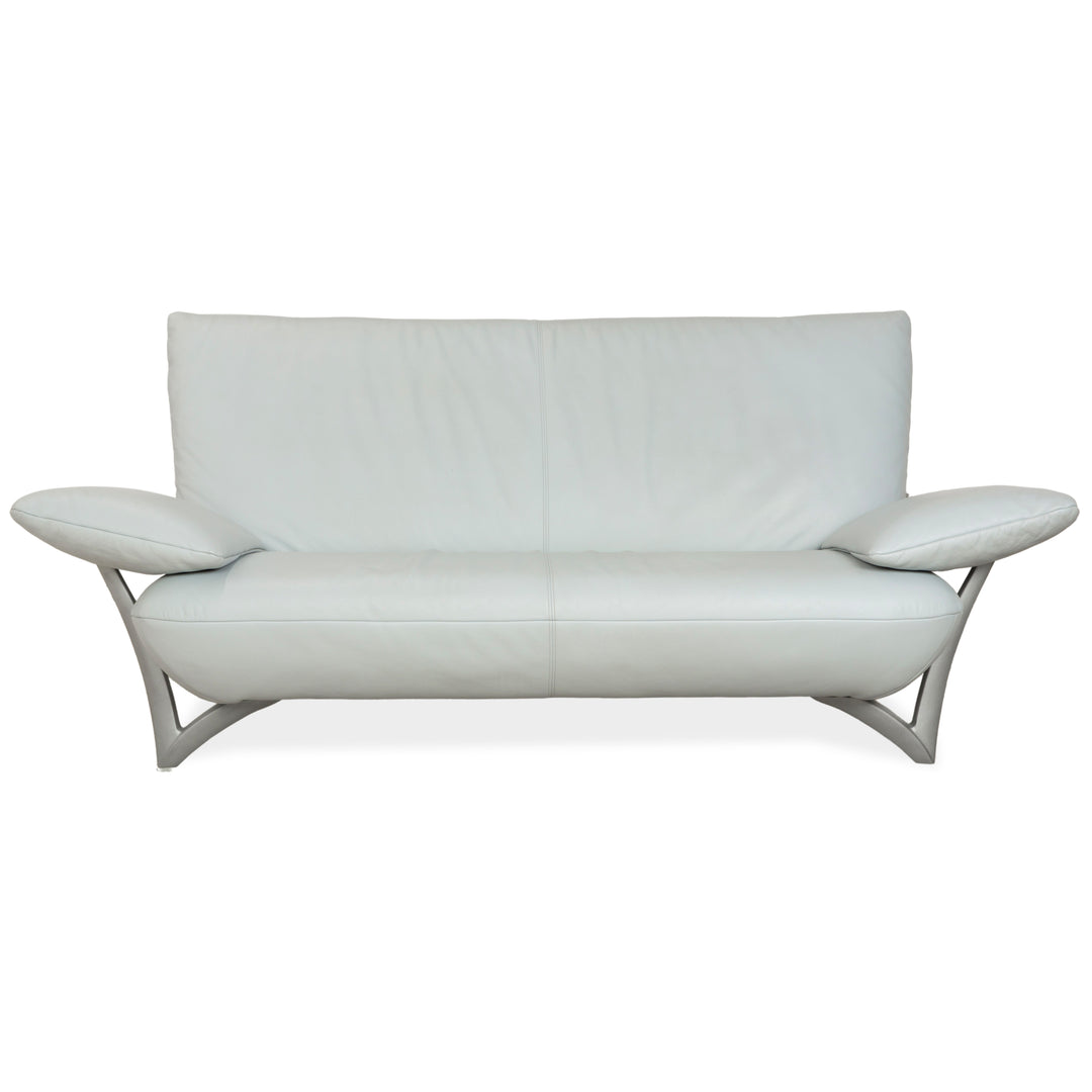 Rolf Benz 1900 Leder Zweisitzer Eisblau Grau Blaugrau Sofa Couch