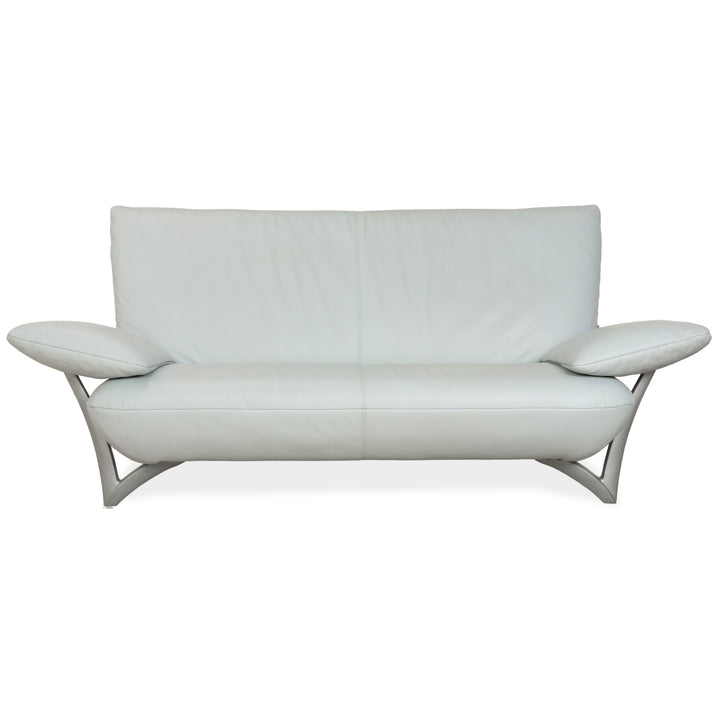Rolf Benz 1900 Leder Zweisitzer Eisblau Grau Blaugrau Sofa Couch