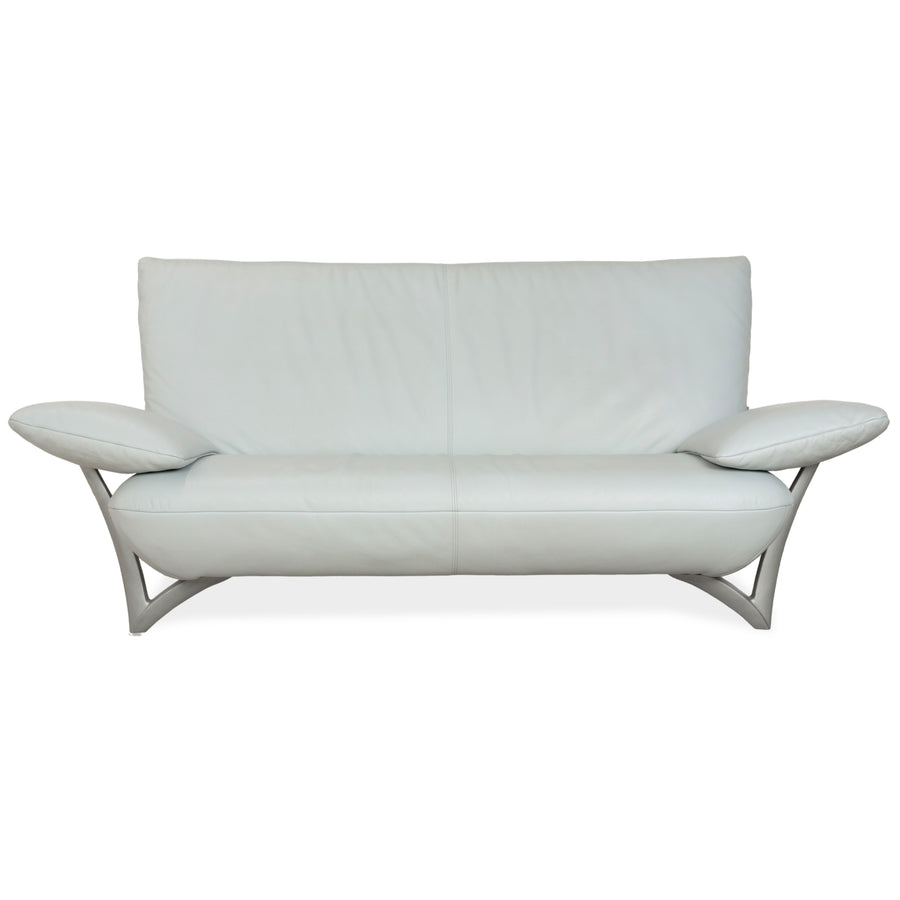 Rolf Benz 1900 Leder Zweisitzer Eisblau Grau Blaugrau Sofa Couch