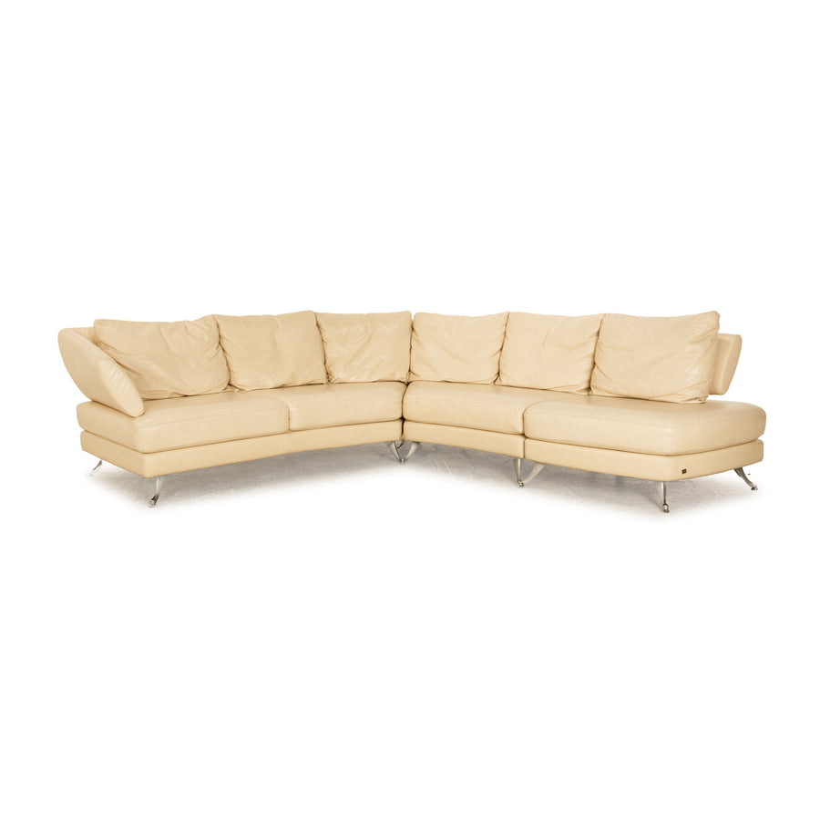 Rolf Benz 222 Leder Ecksofa Creme manuelle Funktion Sofa Couch