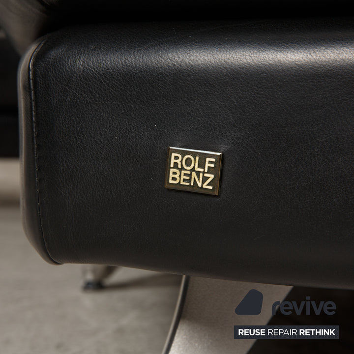 Rolf Benz 222 Canapé en cuir Noir Canapé d'angle