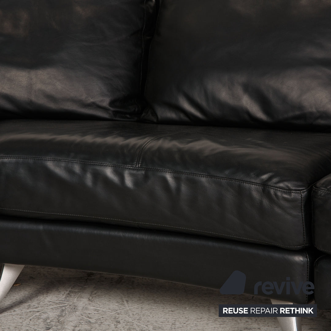 Rolf Benz 222 Leather Sofa Black Corner Sofa Couch