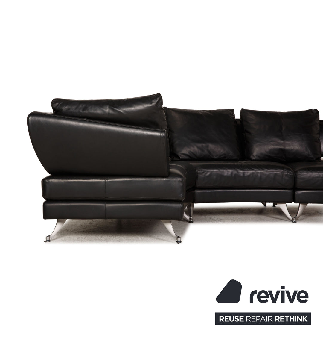 Rolf Benz 222 Leather Sofa Black Corner Sofa Couch