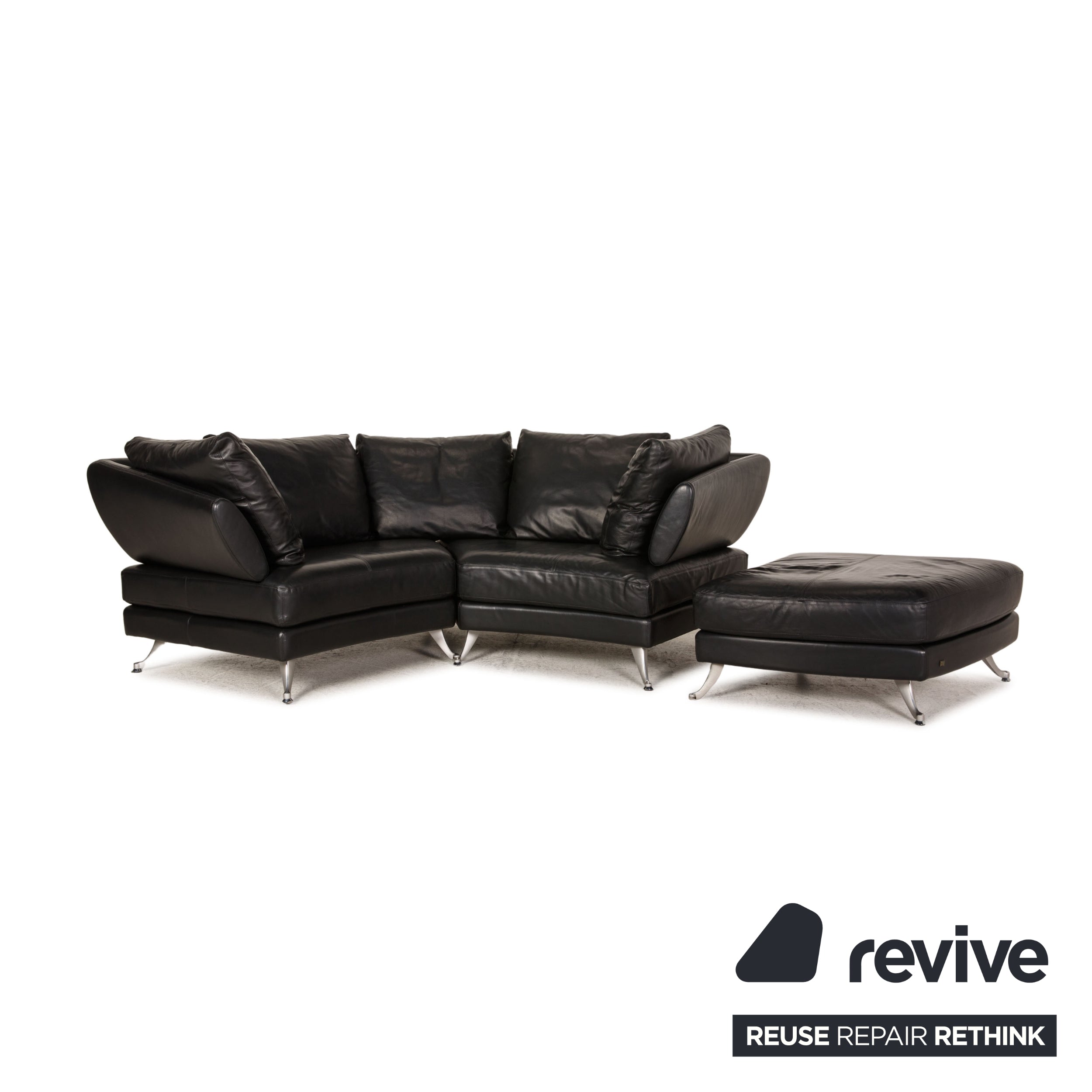 Rolf Benz 222 Leather Sofa Black Corner Sofa Couch
