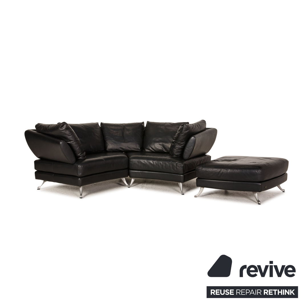 Rolf Benz 222 Leather Sofa Black Corner Sofa Couch