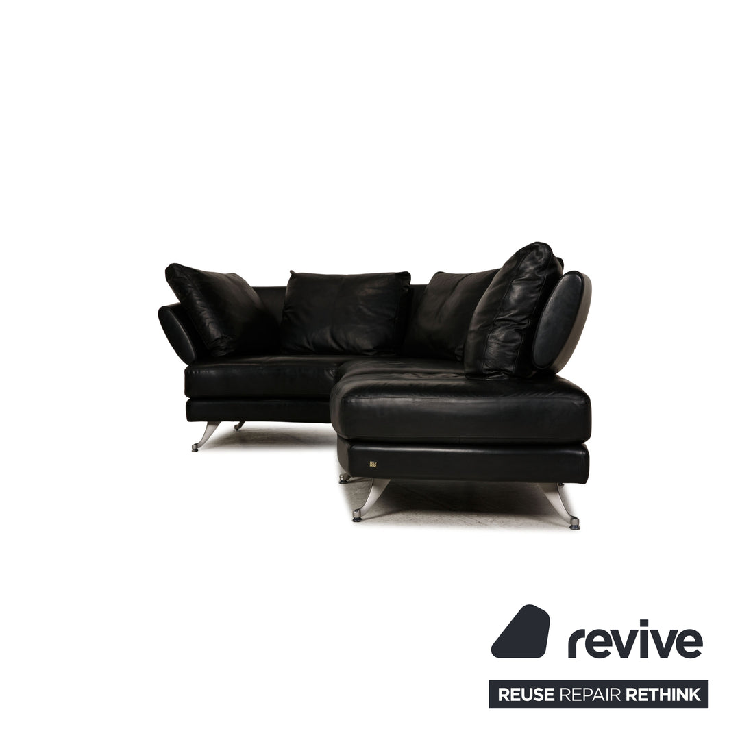 Rolf Benz 222 Leather Sofa Black Corner Sofa Couch