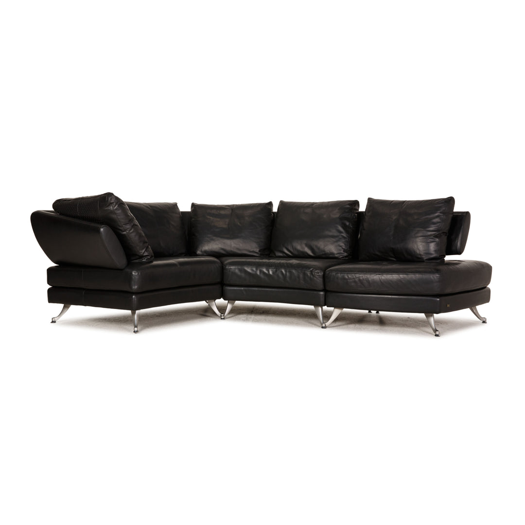 Rolf Benz 222 Leather Sofa Black Corner Sofa Couch