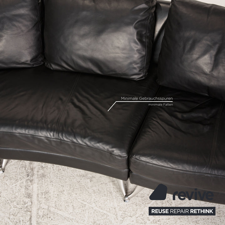 Rolf Benz 222 Leather Sofa Black Corner Sofa Couch