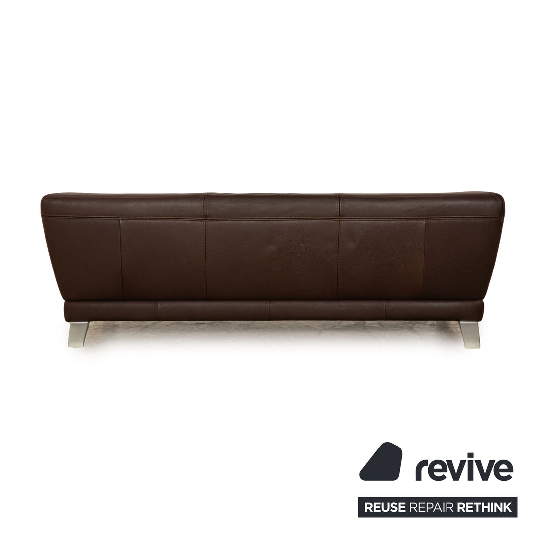 Rolf Benz 2300 Leather Three Seater Dark Brown Sofa Couch