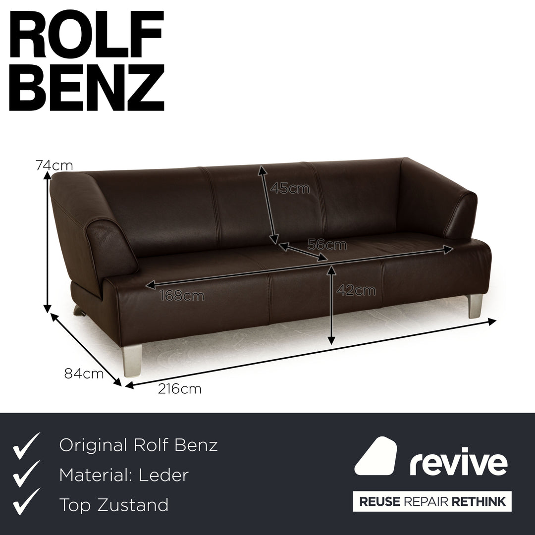 Rolf Benz 2300 Leder Dreisitzer Dunkelbraun Braun Sofa Couch