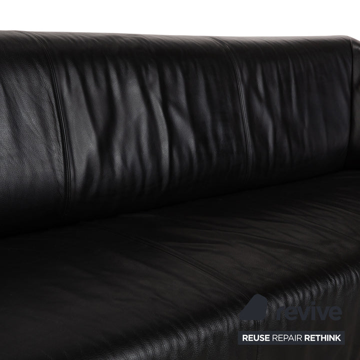 Rolf Benz 2300 Leder Dreisitzer Schwarz Sofa Couch