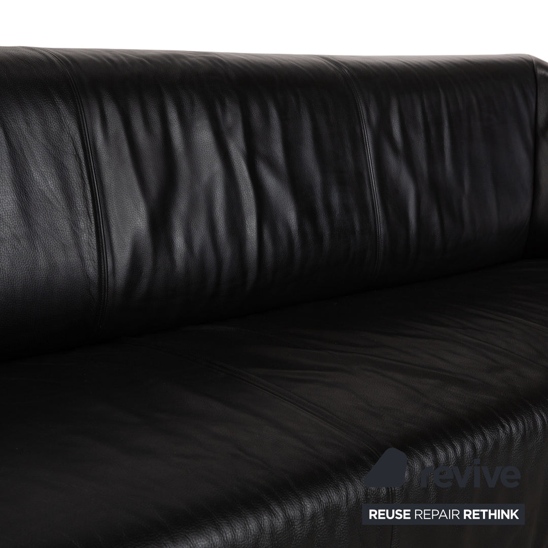 Rolf Benz 2300 Leather Three-Seater Black Sofa Couch