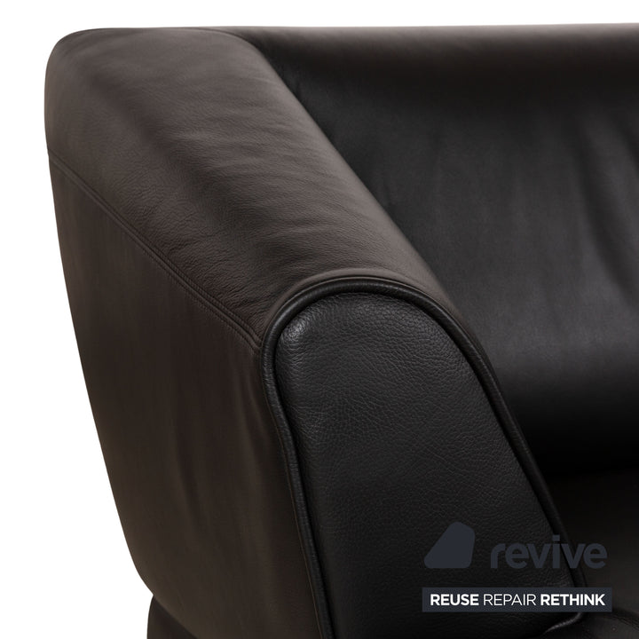 Rolf Benz 2300 Leder Dreisitzer Schwarz Sofa Couch
