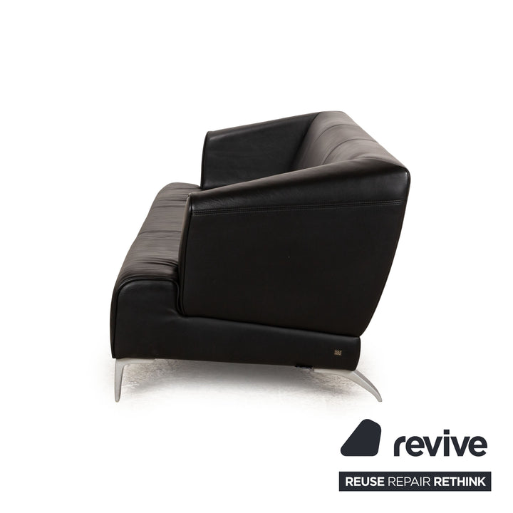Rolf Benz 2300 Leather Three-Seater Black Sofa Couch