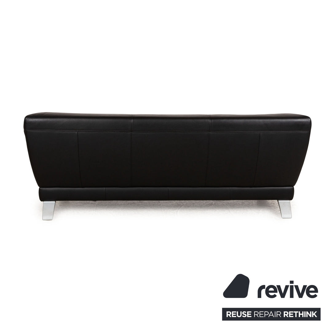 Rolf Benz 2300 Leather Three-Seater Black Sofa Couch