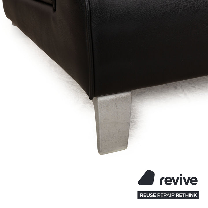 Rolf Benz 2300 Leather Three-Seater Black Sofa Couch